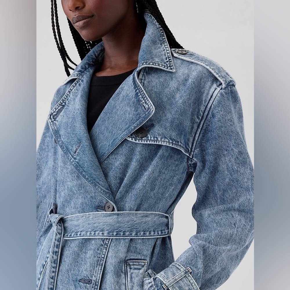 GAP - Longline Denim Trench Coat - XXL TALL, Light Blue - Picture 4 of 17